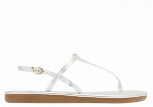 Women Ancient Greek Sandals Lito Flip Flop Back-Strap Sandals Silver | MZX1412YU