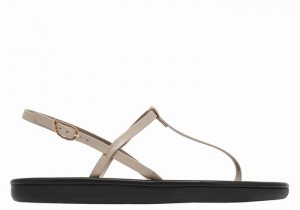 Women Ancient Greek Sandals Lito Flip Flop Back-Strap Sandals Grey Brown | VUF9372QZ