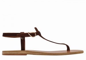 Women Ancient Greek Sandals Lito Flip Flop Leather Back-Strap Sandals Coffee | NVL5959HB