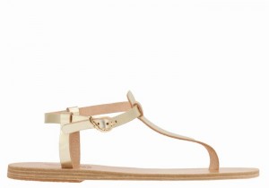 Women Ancient Greek Sandals Lito Flip Flop Leather Back-Strap Sandals Gold White | VRK5263VY