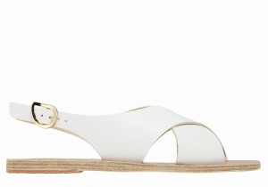 Women Ancient Greek Sandals Maria Leather Casual Sandals White | OQD1641LE