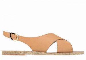 Women Ancient Greek Sandals Maria Leather Casual Sandals Beige | TDM5126AW