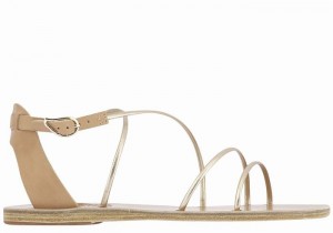 Women Ancient Greek Sandals Meloivia Ankle Strap Sandals Beige Gold White | UDI172QK