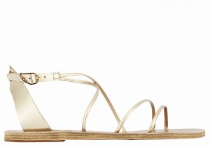 Women Ancient Greek Sandals Meloivia Ankle Strap Sandals Gold White | BUN4739TX