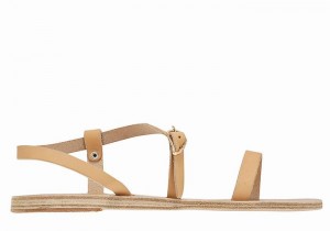 Women Ancient Greek Sandals Niove Leather Back-Strap Sandals Beige | XMU5067UR