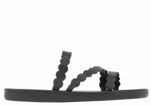 Women Ancient Greek Sandals Oceanis Slide Sandals Black | PFX8961SW