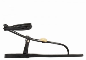 Women Ancient Greek Sandals Persephone Gladiator Sandals Black | PYI7998TJ