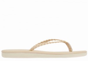 Women Ancient Greek Sandals Plage Flip Flop Braided Sandals White | EAF6452AQ