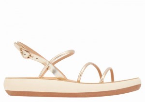 Women Ancient Greek Sandals Polis Back-Strap Sandals Gold White | TTL5239IZ