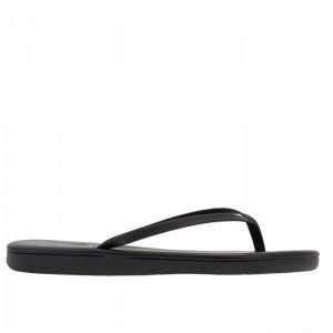 Women Ancient Greek Sandals Saionara Flip Flops Black | MUS8299QU