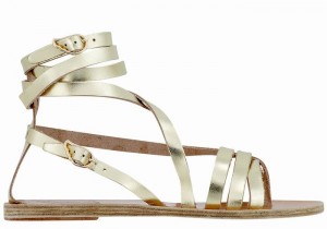 Women Ancient Greek Sandals Satira Leather Gladiator Sandals Gold White | XHW3482FQ