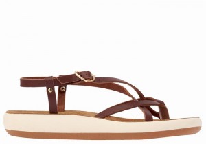 Women Ancient Greek Sandals Semele Comfort Back-Strap Sandals Coffee | LBD6629IY