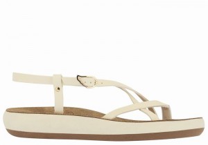 Women Ancient Greek Sandals Semele Comfort Back-Strap Sandals White | WYX2299BW