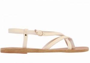 Women Ancient Greek Sandals Semele Leather Back-Strap Sandals White | FBC5261QC