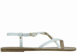 Women Ancient Greek Sandals Semele Leather Back-Strap Sandals White | CSL5315DU