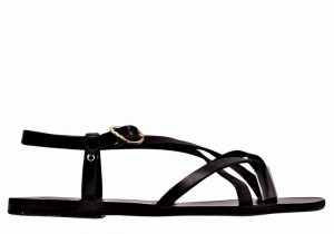 Women Ancient Greek Sandals Semele Leather Back-Strap Sandals Black | UBU3533WE