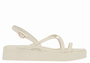 Women Ancient Greek Sandals Silia Leather Platform Sandals White | GXZ4466ZB