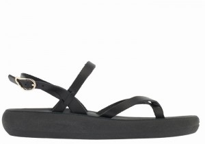 Women Ancient Greek Sandals Tereza Comfort Back-Strap Sandals Black | VML1008JZ