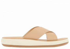 Women Ancient Greek Sandals Thais Comfort Slide Sandals Beige | NGL1512ZR