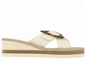 Women Ancient Greek Sandals Thais Rainbow Wedge Sandals White Beige | CHB2356JM