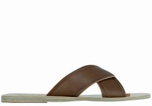 Women Ancient Greek Sandals Thais Slide Sandals Dark Brown | BWB5188XI