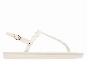 Women Ancient Greek Sandals Velos Flip Flop Back-Strap Sandals White | WJM2158XY