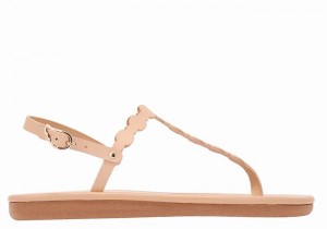 Women Ancient Greek Sandals Velos Flip Flop Back-Strap Sandals Beige | BWV438UU