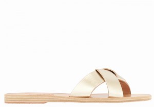 Women Ancient Greek Sandals Whitney Slide Sandals Gold White | EAQ5397US