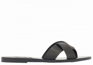 Women Ancient Greek Sandals Whitney Slide Sandals Black | URA3811WJ