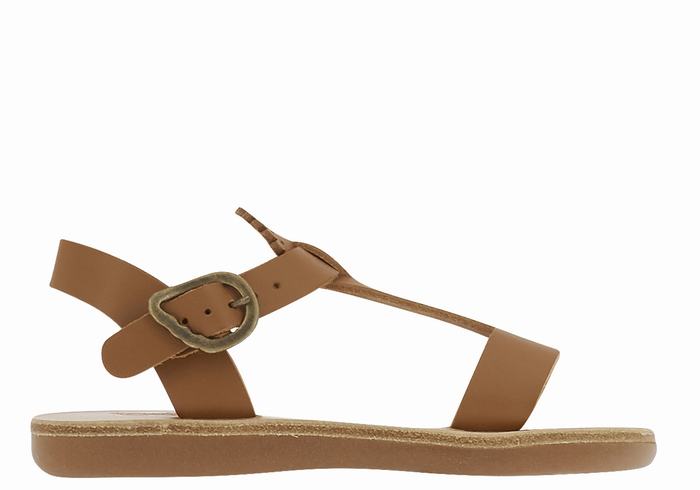 Kids\' Ancient Greek Sandals Little Amber Soft Flat Sandals Dark Brown | YJX8922KH