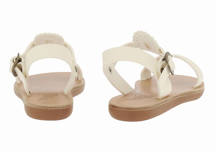 Kids' Ancient Greek Sandals Little Amber Soft Flat Sandals White | UKB6123WB