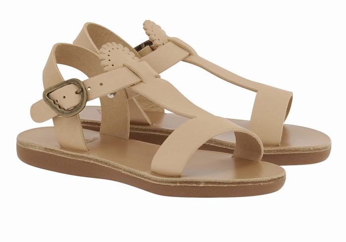 Kids' Ancient Greek Sandals Little Amber Soft Flat Sandals Beige | LYP4269CY