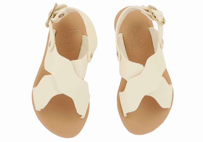 Kids' Ancient Greek Sandals Little Atokos Soft Casual Sandals White | ZFQ5990YH