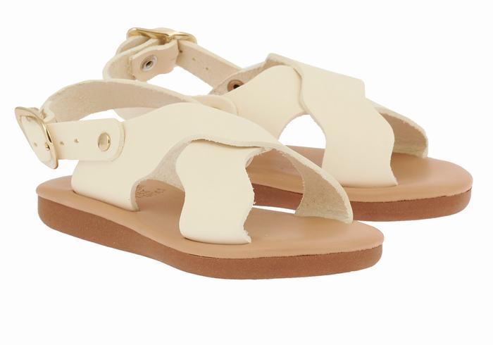 Kids' Ancient Greek Sandals Little Atokos Soft Casual Sandals White | ZFQ5990YH