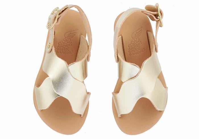 Kids' Ancient Greek Sandals Little Atokos Soft Casual Sandals Gold White | XNF2966XJ