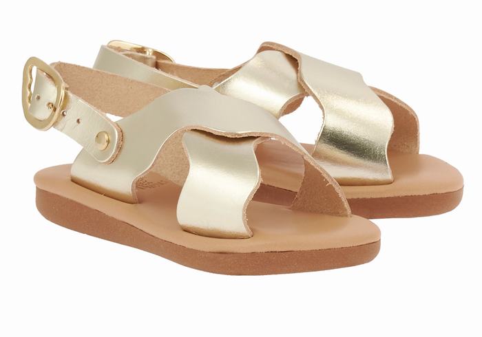 Kids' Ancient Greek Sandals Little Atokos Soft Casual Sandals Gold White | XNF2966XJ