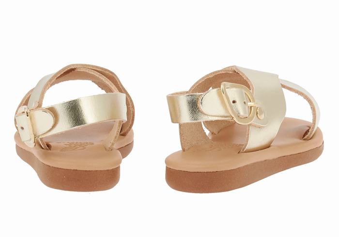 Kids' Ancient Greek Sandals Little Atokos Soft Casual Sandals Gold White | XNF2966XJ