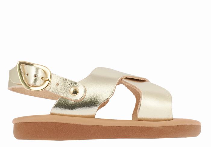 Kids\' Ancient Greek Sandals Little Atokos Soft Casual Sandals Gold White | XNF2966XJ