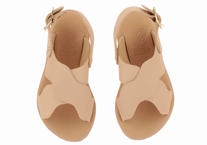 Kids' Ancient Greek Sandals Little Atokos Soft Casual Sandals Beige | BLU4182WJ