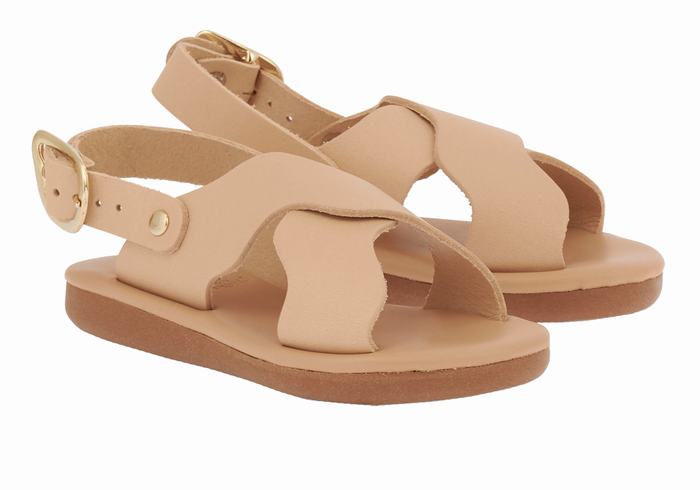 Kids' Ancient Greek Sandals Little Atokos Soft Casual Sandals Beige | BLU4182WJ