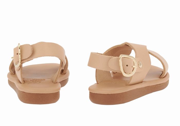 Kids' Ancient Greek Sandals Little Atokos Soft Casual Sandals Beige | BLU4182WJ