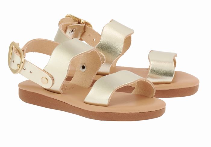 Kids' Ancient Greek Sandals Little Calamos Soft Casual Sandals Gold White | SXL8541VA