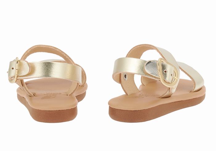 Kids' Ancient Greek Sandals Little Calamos Soft Casual Sandals Gold White | SXL8541VA