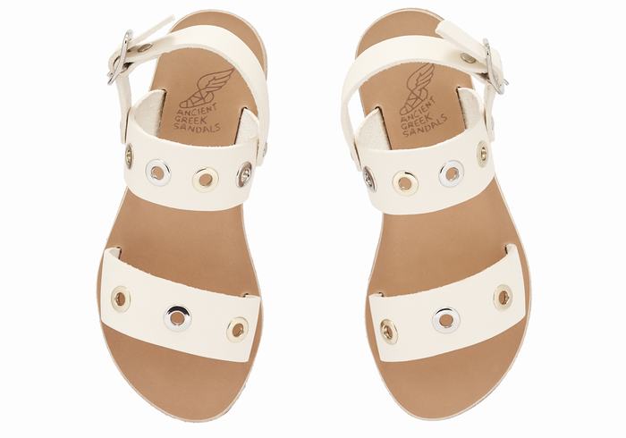 Kids' Ancient Greek Sandals Little Clio Eyelets Soft Casual Sandals White | GMP1152YI