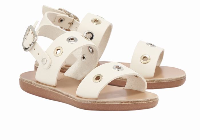 Kids' Ancient Greek Sandals Little Clio Eyelets Soft Casual Sandals White | GMP1152YI