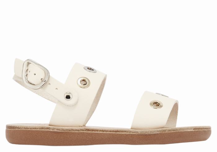 Kids\' Ancient Greek Sandals Little Clio Eyelets Soft Casual Sandals White | GMP1152YI