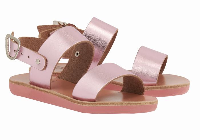 Kids' Ancient Greek Sandals Little Clio Soft Casual Sandals Pink | HLF8785ZI