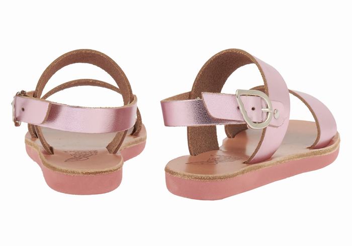 Kids' Ancient Greek Sandals Little Clio Soft Casual Sandals Pink | HLF8785ZI