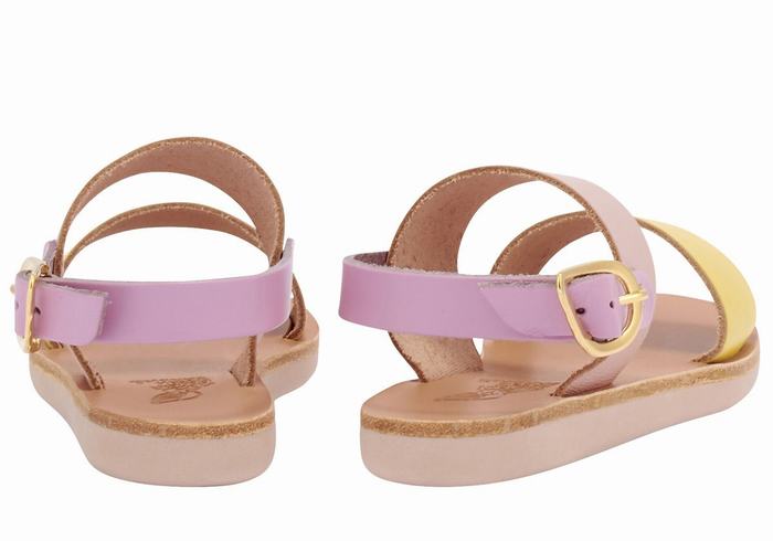 Kids' Ancient Greek Sandals Little Clio Soft Casual Sandals Yellow Pink Purple | ZYP4446PQ