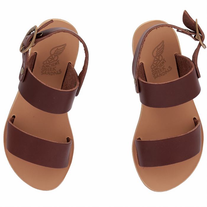 Kids' Ancient Greek Sandals Little Clio Soft Casual Sandals Coffee | IGW3862IH